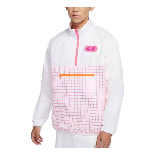 Vetrovka Nike Sportswear Logo Print Half Zip Stand Collar Jacket Biela | DO6938-100