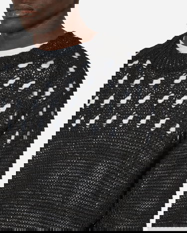 Sveter Dries Van Noten Linen Crewneck Sweater Black Čierna | 241-021226-8710 900, 5