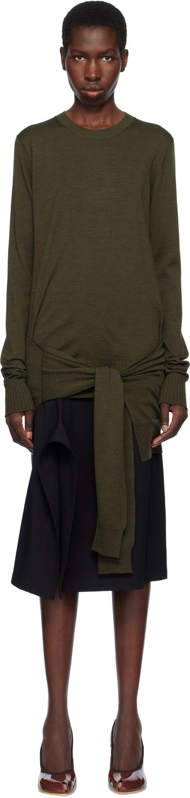 Sveter Stella McCartney Stella McCartney Mixed Wool Tie-Waist Sweater Zelené | 6K10463S2581, 0