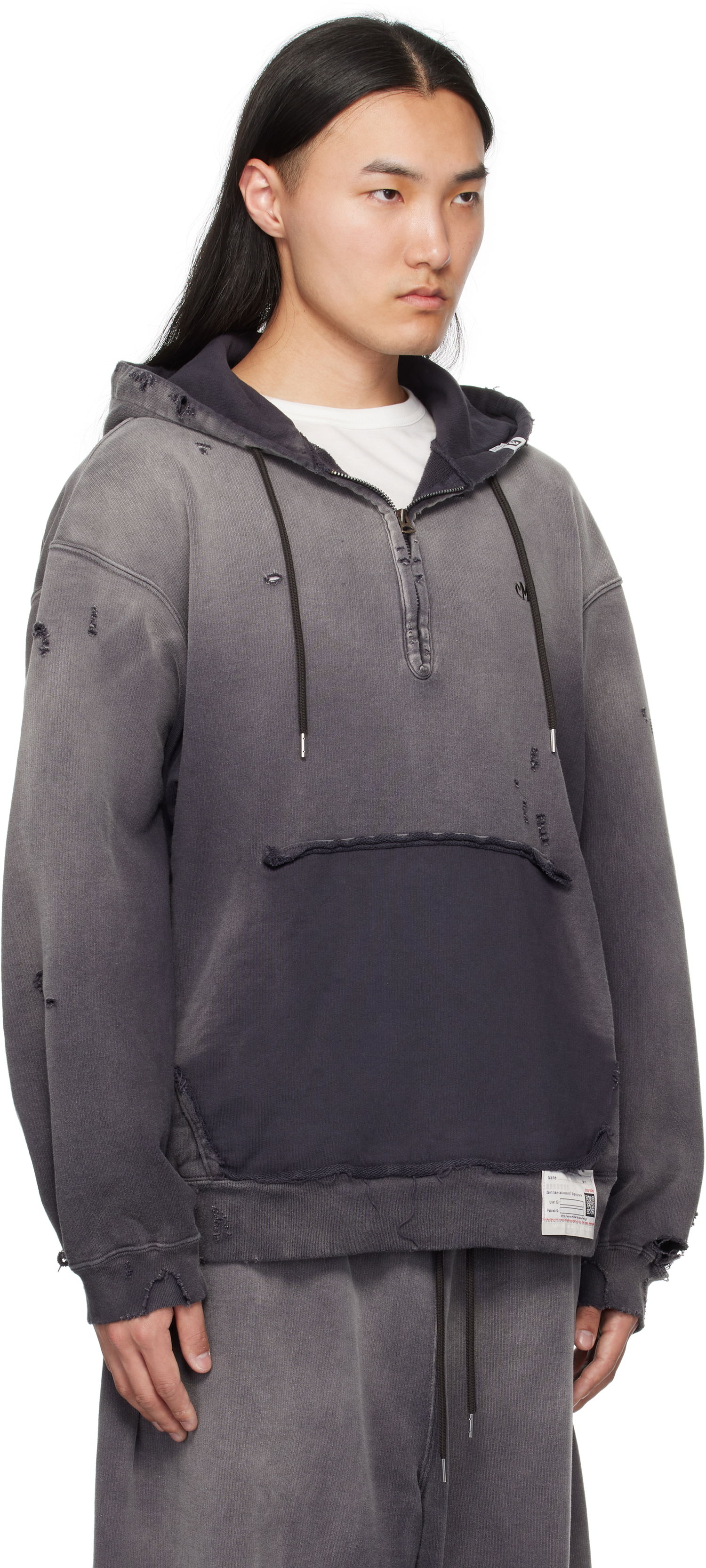 Mikina Maison MIHARA YASUHIRO Maison MIHARA YASUHIRO Sun Faded Half Zip-Up Hoodie Šedá | A14HD532, 1