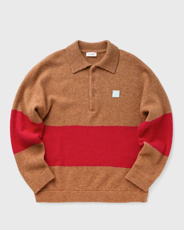 Sveter American Vintage American Vintage GYLSON Knit Polo Sweater Hnedá | GYL18AH24-BEIGE-RAYE-FUCHSIA-CHINE, 0
