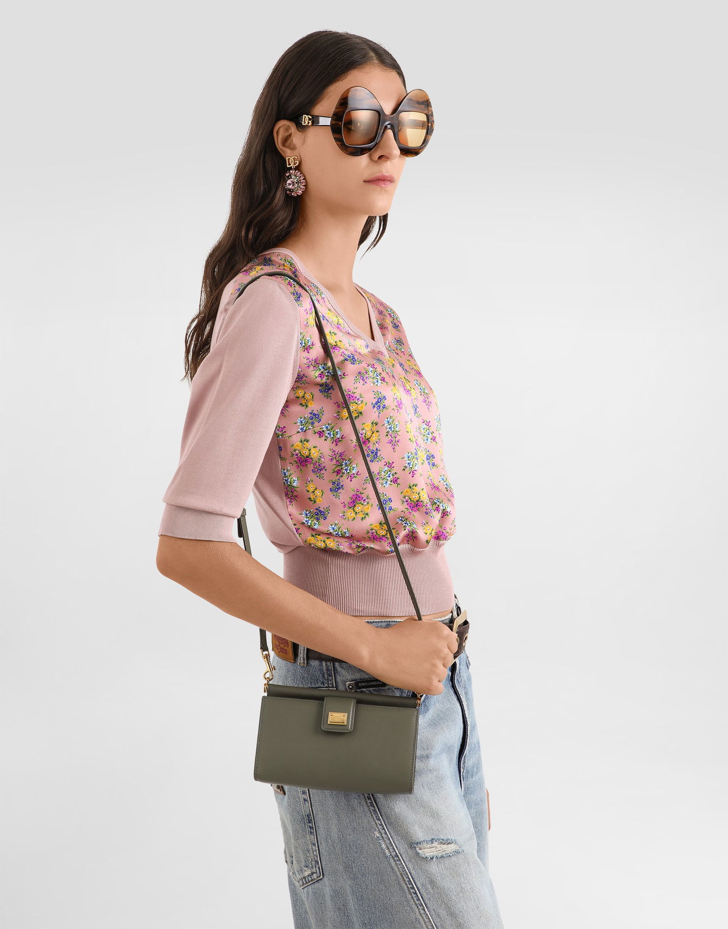 Taška cez rameno Dolce & Gabbana Plongé Calfskin Mini Phone Bag Zelené | BI3367A9S2580560, 1