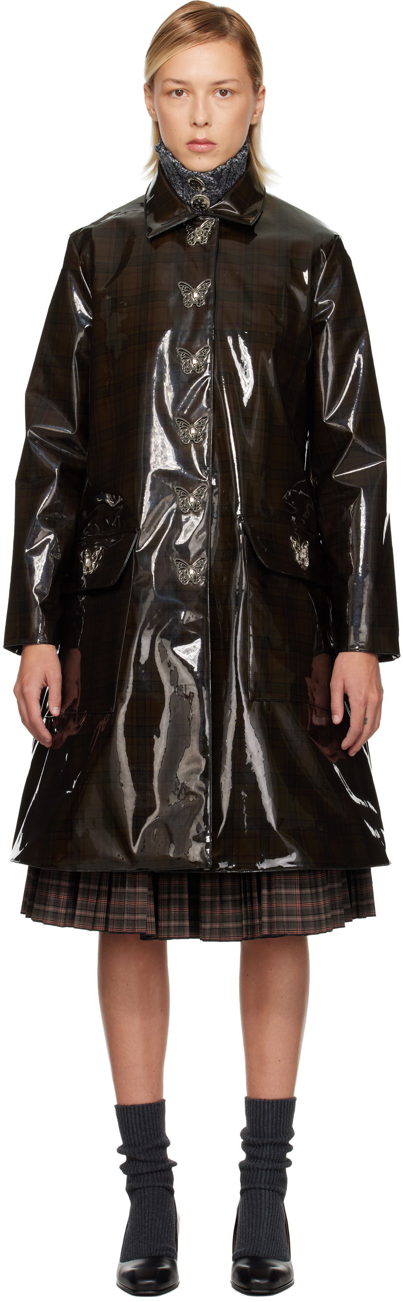 Pláštenka Chopova Lowena Chopova Lowena Squelchy Plaid Coat Hnedá | 5321