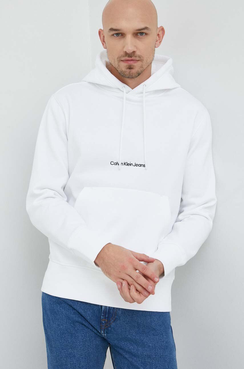 Mikina CALVIN KLEIN Logo Hoodie Biela | J30J322894.PPYX, 0