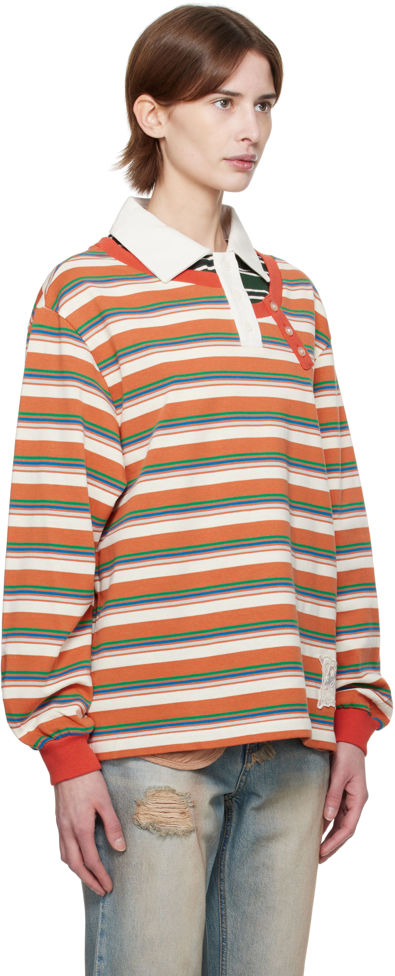 Polo tričko Andersson Bell Andersson Bell Striped Long Sleeve Polo Oranžová | atb1259w, 1