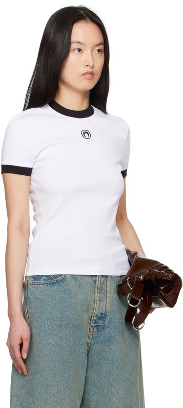 Tričko Marine Serre Marine Serre Moon Logo Fitted Jersey T-Shirt Biela | MTT088B CJER0008, 1
