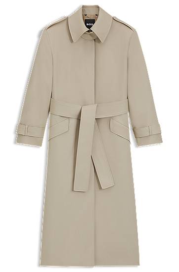 Trenčkot BOSS Virgin Wool Belted Trench Coat Béžová | 50543198, 0