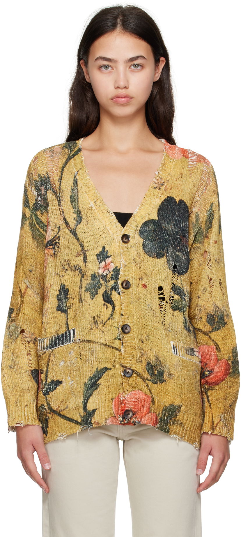 Sveter R13 R13 Printed Boyfriend Cardigan Žltá | R13WY237-Y221A