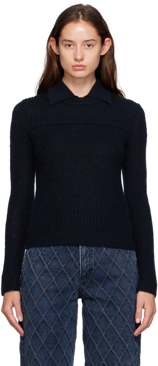 Sveter rag & bone Madix Knit Polo Top Modrá | WAS24F023PB23, 0