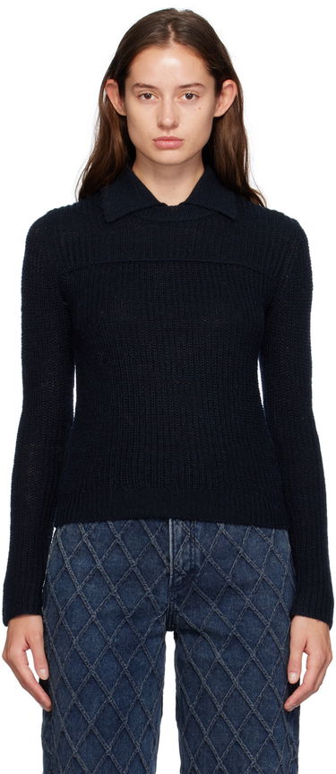 Sveter rag & bone Madix Knit Polo Top Modrá | WAS24F023PB23, 0