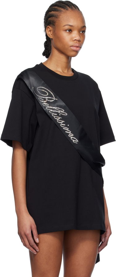 Tričko Blumarine Blumarine Satin Band Rhinestone T-Shirt Čierna | P522T092A, 1