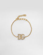 Gold Metal Chain Link Bracelet With Crystal DG Logo