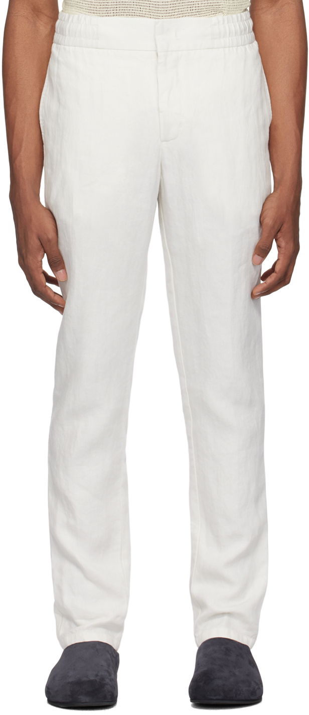 Nohavice Orlebar Brown Relaxed-Fit Linen Trousers Biela | 277258, 0