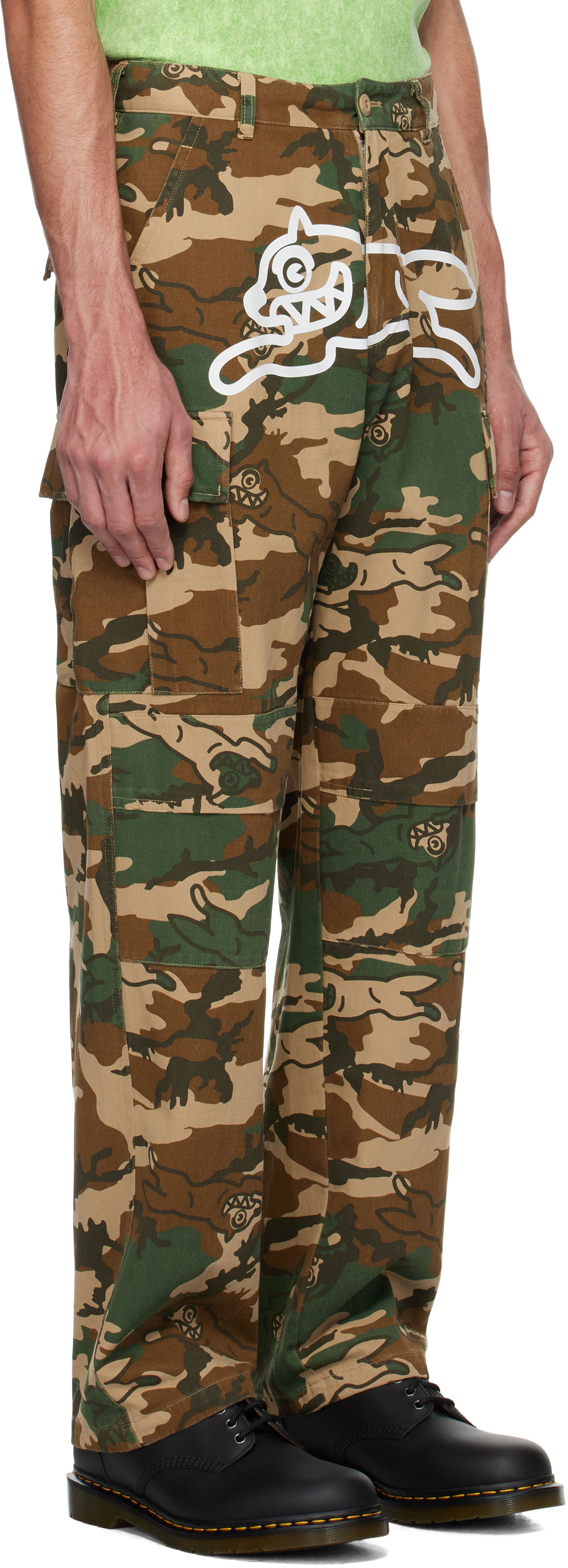 Cargo nohavice BBC IceCream ICECREAM Running Dog Woodland Camo Cargo Pants Zelené | IC24S36, 1