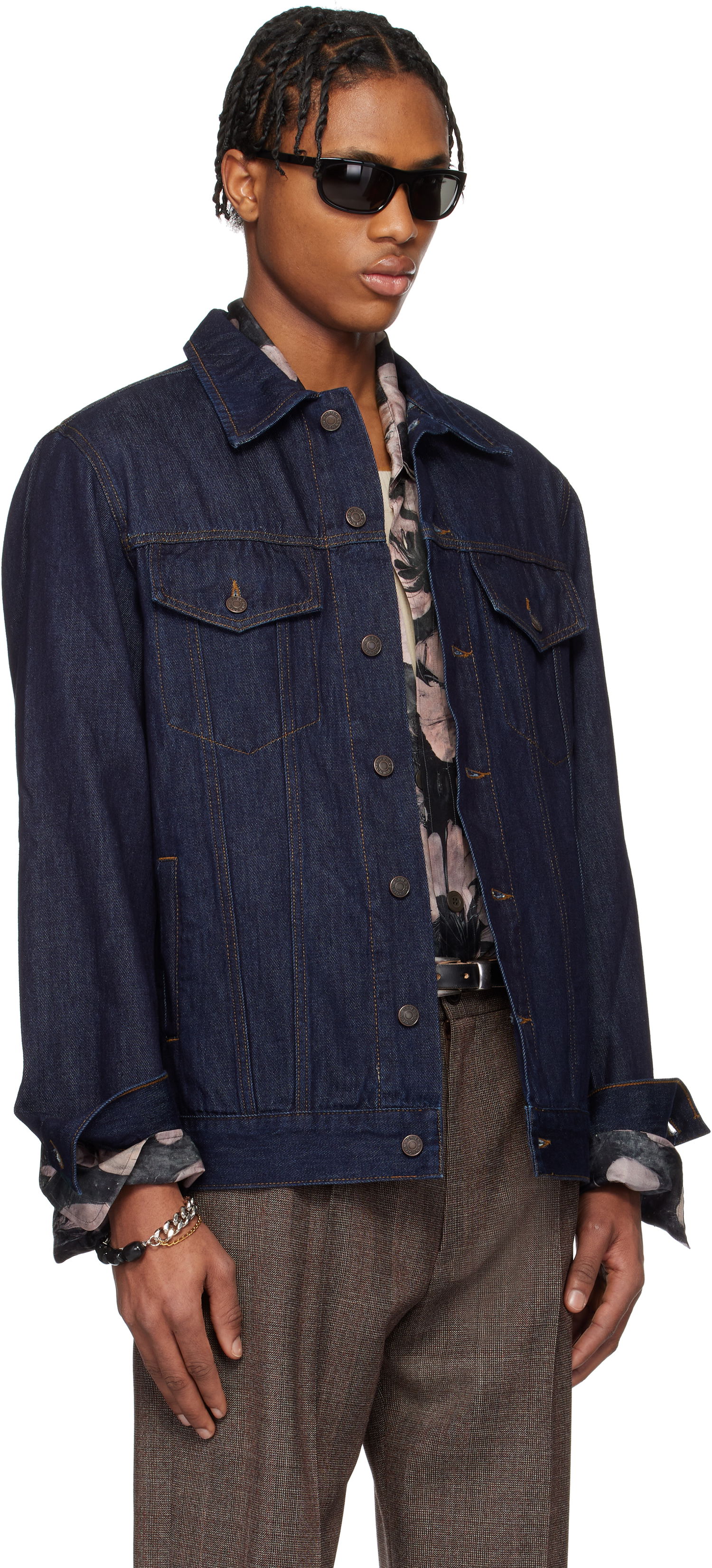Bunda Dries Van Noten Dries Van Noten Paneled Denim Jacket Modrá | 251-020503-1552, 1