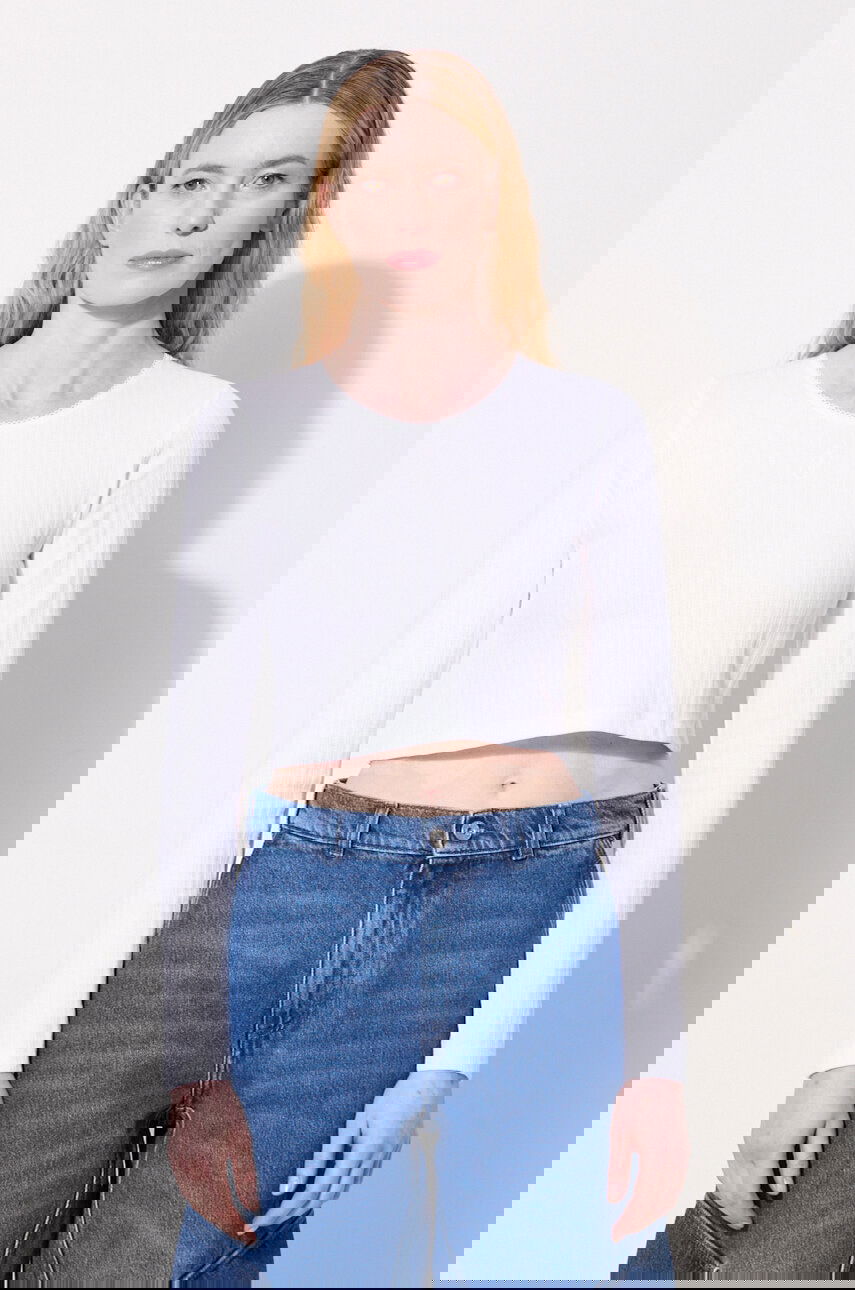 Crop Top JW Anderson JW Anderson Ribbed Cropped Anchor Embroidery Longsleeve Top Biela | JO0211.PG1501.001, 0