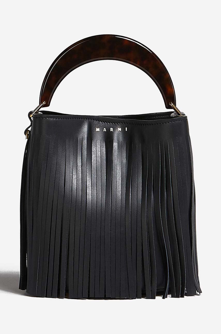 Kabelka Marni Fringed Leather Handbag Čierna | SCMPU09TL9.LV589.ZO280, 0