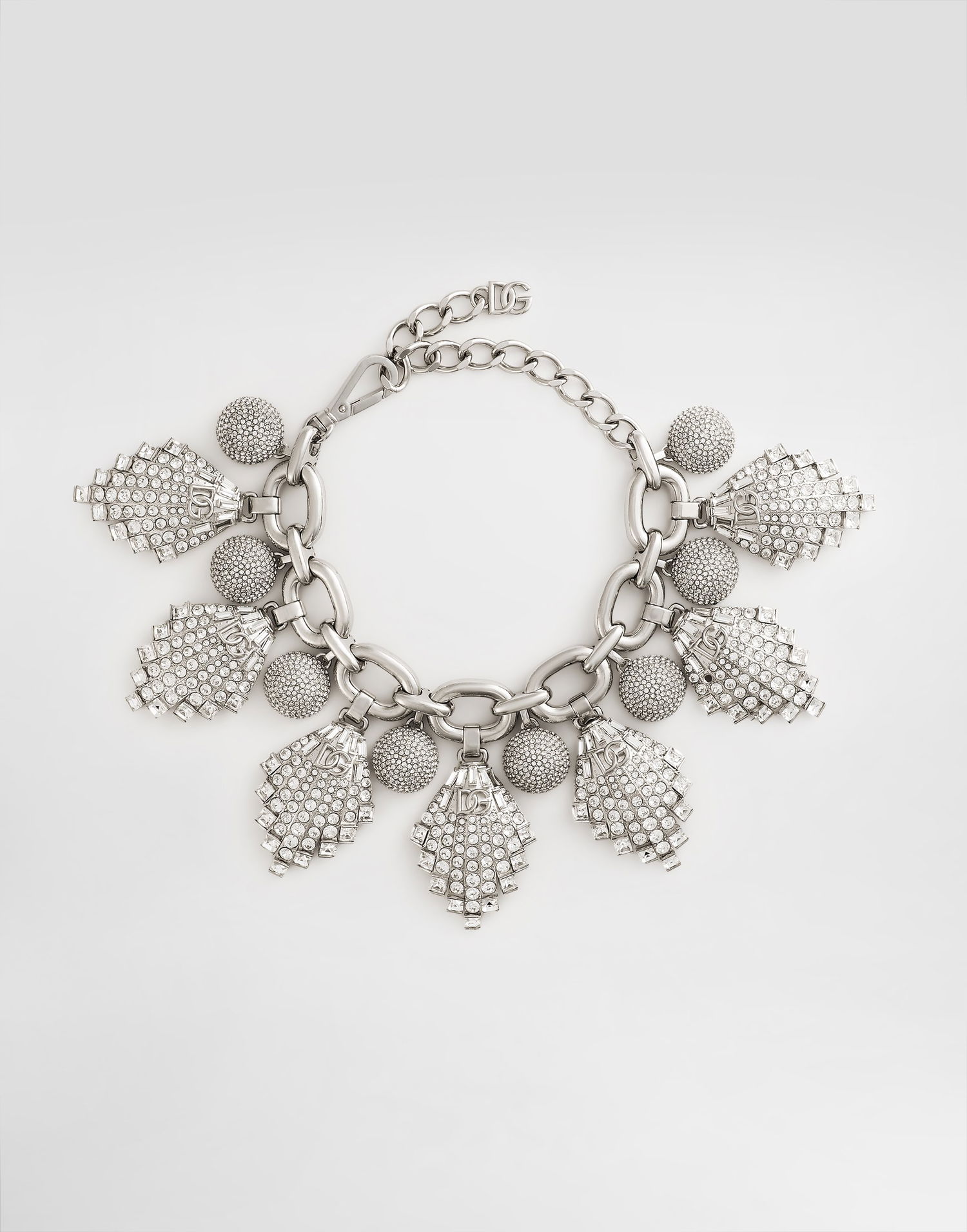 Náhrdelník Dolce & Gabbana Dolce & Gabbana Rhinestone Maxi-Necklace with Chain and DG Logo Metalická | WNR2E5W111187655, 0
