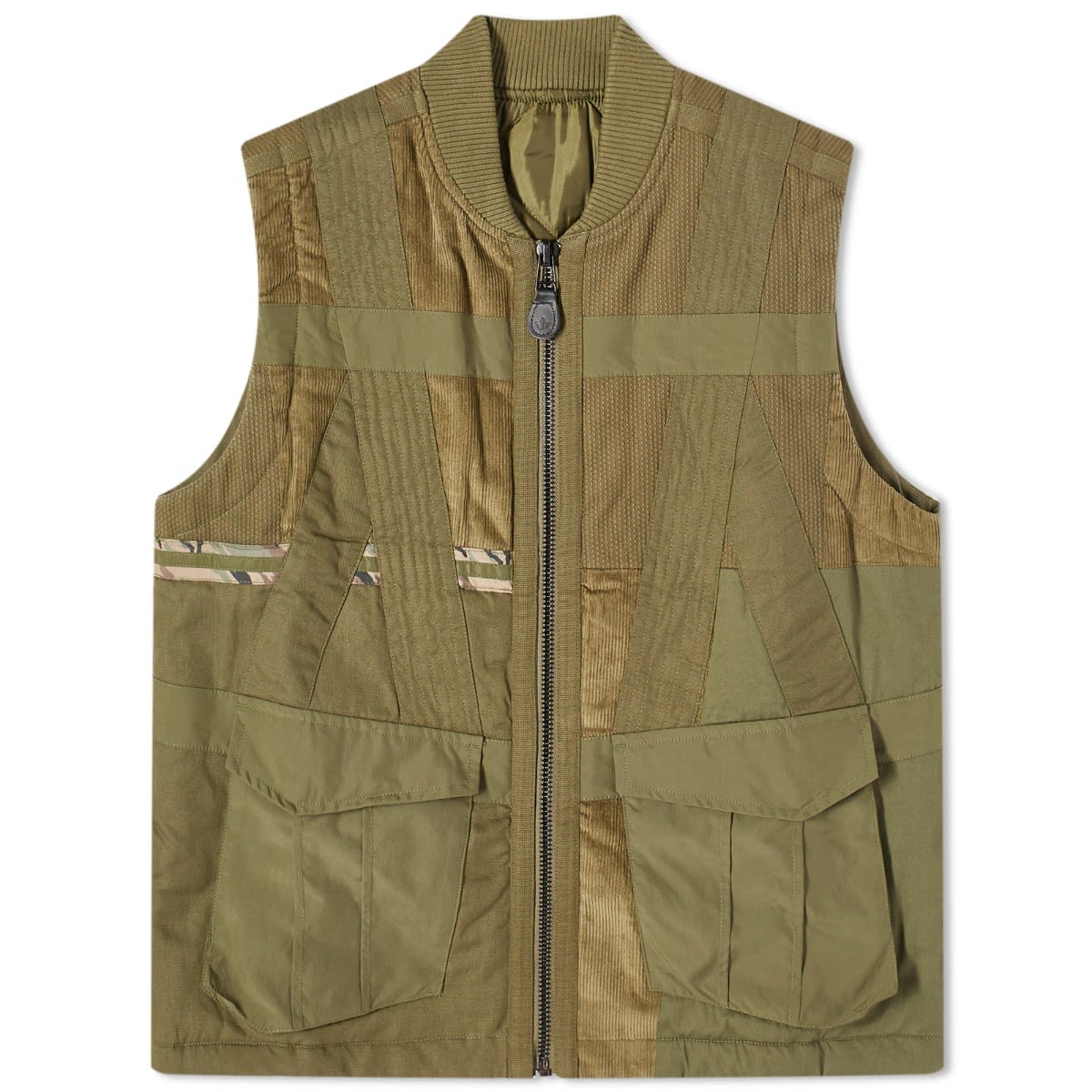 Vesta Maharishi Tugihagi Patchwork Tobi Vest Zelené | 4558-OLV, 0