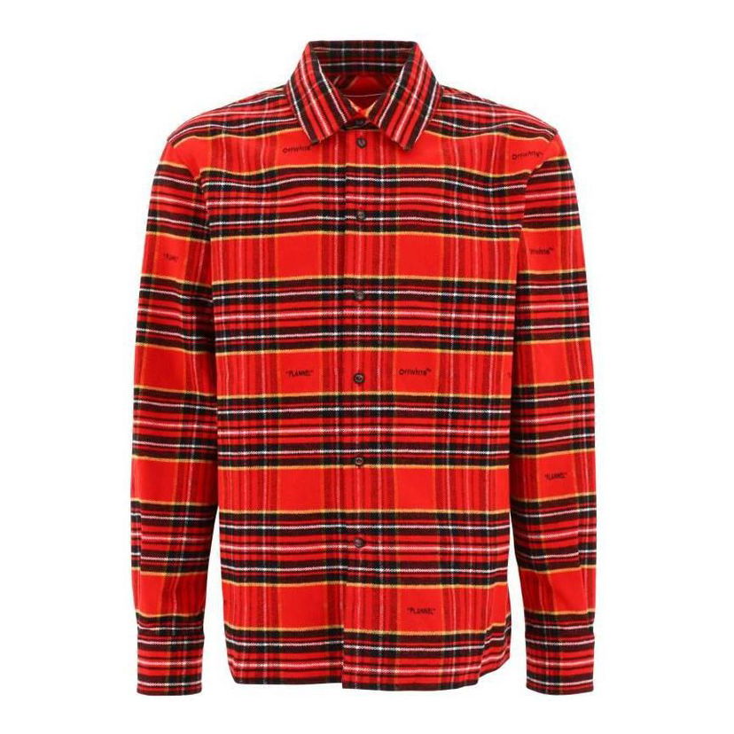 Košeľa Off-White Off-White FW22 Plaid Long Sleeves Shirt Červená | OMGA227F22FAB0012510