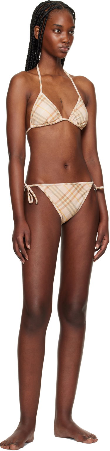 Plavky Burberry Burberry Check Triangle Bikini Top Béžová | 8108593, 3