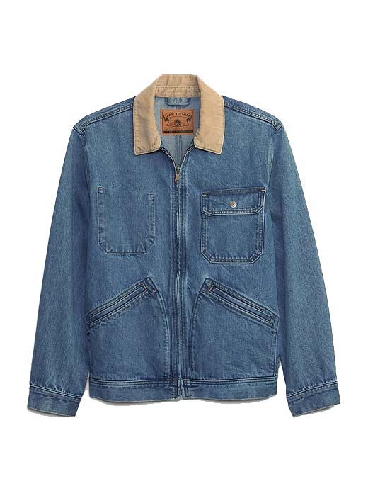 Bunda GAP Re-Issue × Sean Wotherspoon Denim Chore Jacket with Washwell Worn Medium Blue Modrá | 837646, 0