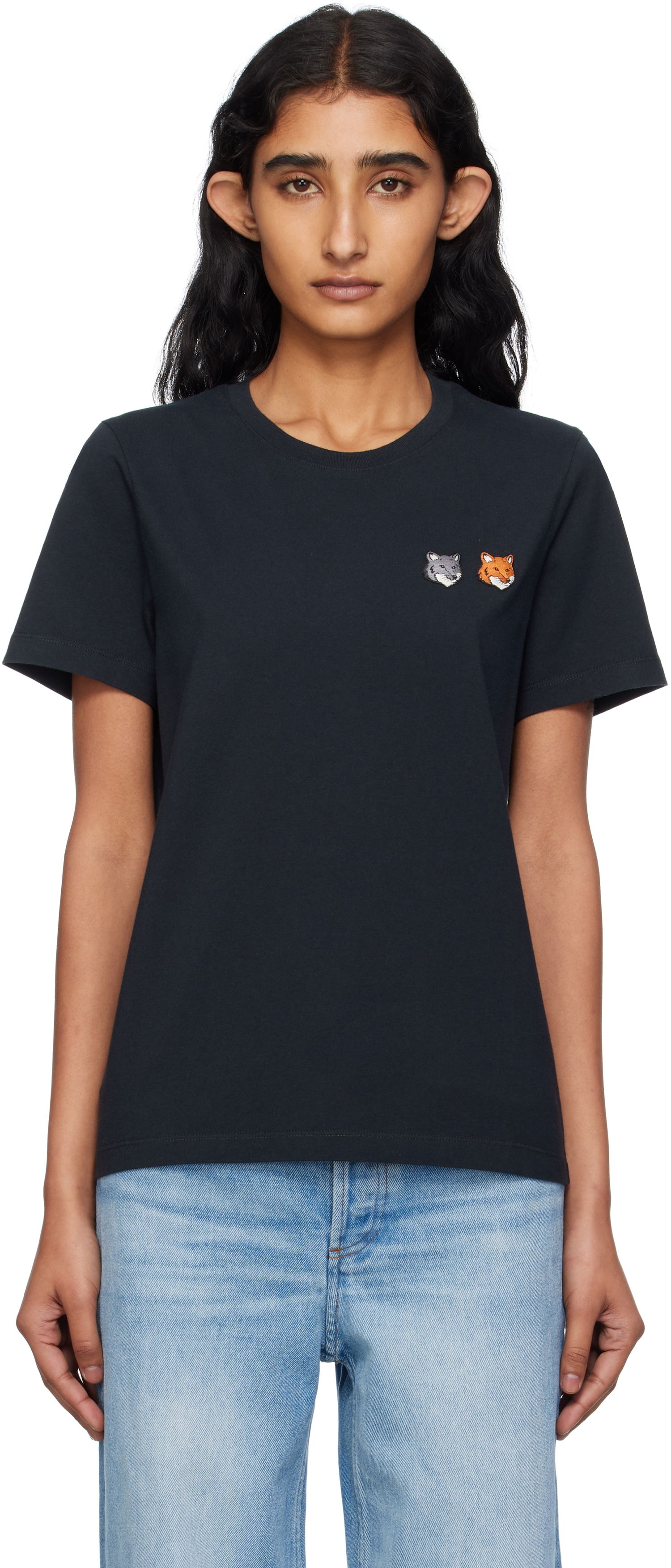 Tričko MAISON KITSUNÉ Maison Kitsuné Double Fox Head T-Shirt Čierna | OW011CFKJ0008, 0