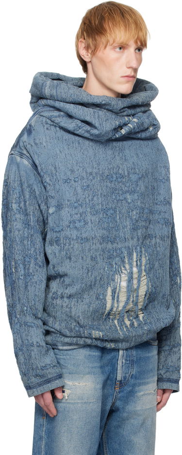 Sveter Diesel Diesel D-Umbrix-Fsg Distressed Denim Turtleneck Hoodie Modrá | A18935-068RQ-01, 1