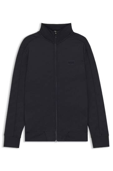 Mikina BOSS Regular-fit zip-up sweatshirt with quilted jacquard Čierna | 50549706