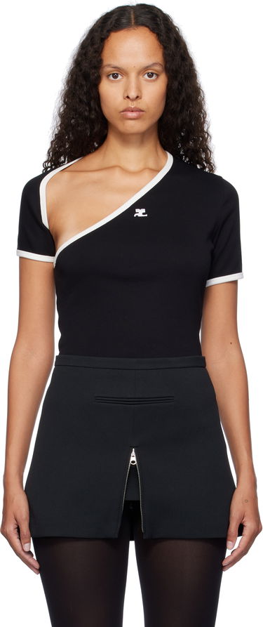 Tielko Courrèges Slash Contrast T-Shirt Čierna | 424JTS157JS0070, 0