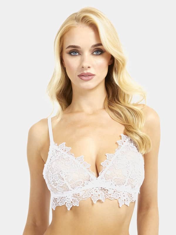 Podprsenka GUESS Floral Animalier Embroidery Wired Triangle Bra Biela | O3BC08KBX60, 0