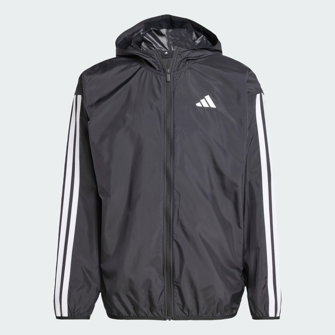 Black Windbreaker Jacket with White Stripes