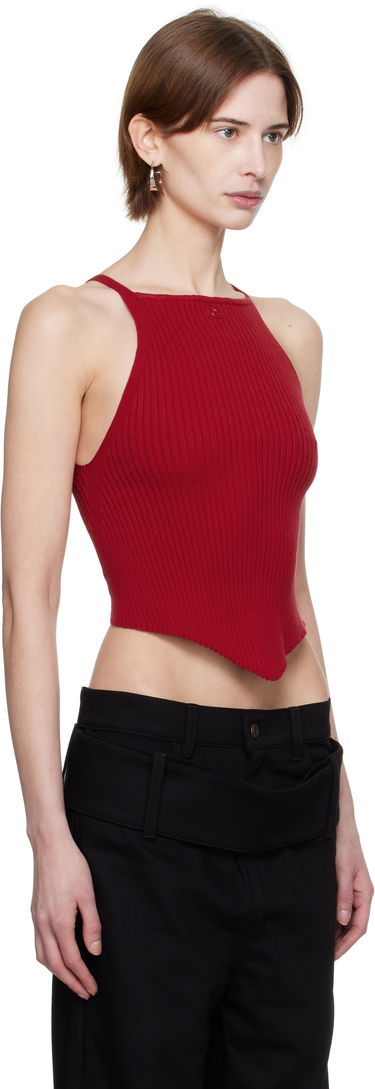 Tielko Courrèges Courrèges Pointy Rib Knit Tank Top Červená | 125MTO042FI0001, 1