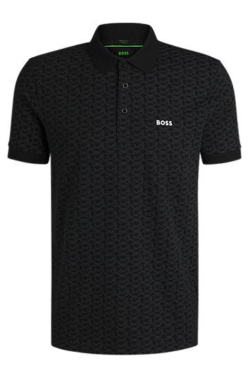 Polo tričko BOSS BOSS Paddy Stretch Cotton Polo with Printed Pattern Čierna | 50540719, 0