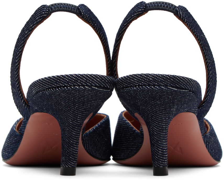Tenisky a topánky Amina Muaddi Sling Heels with Crystal Buckle Modrá | CAMELIA SLING 60 SLANTED DENIM D, 1