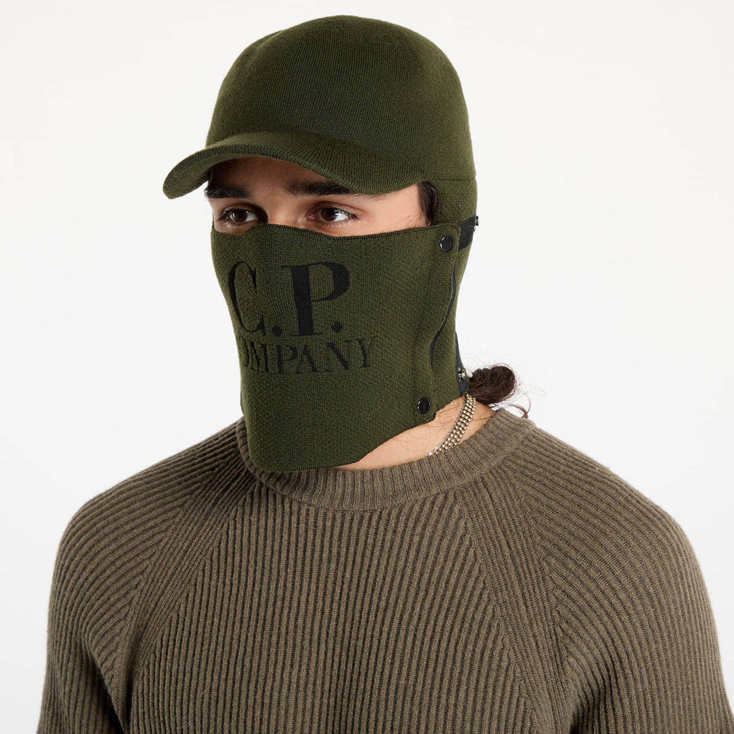 Kulicha C.P. Company Extrafine Merino Wool Visor Neck Hat Green Zelené | 17CMAC298A005509A-683, 0