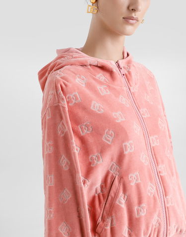 Mikina Dolce & Gabbana Dolce & Gabbana Chenille Jacquard Zip-Up Hoodie Ružová | F9S15TFJ7DLF0473, 3