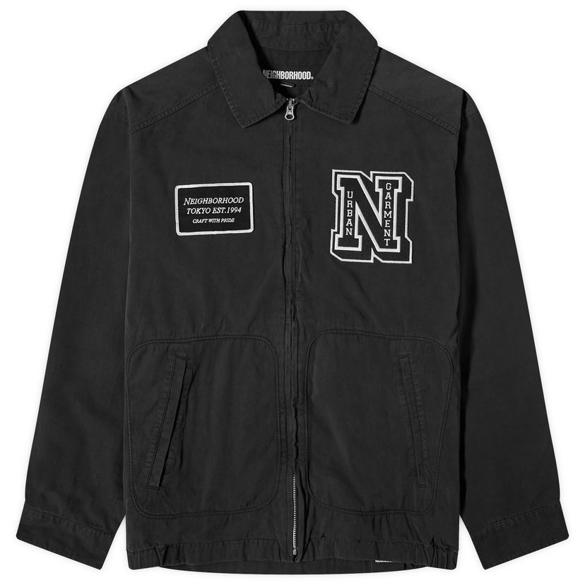 Bunda Neighborhood Washed Zip Patch Work Čierna | 241SPNH-JKM05-BK