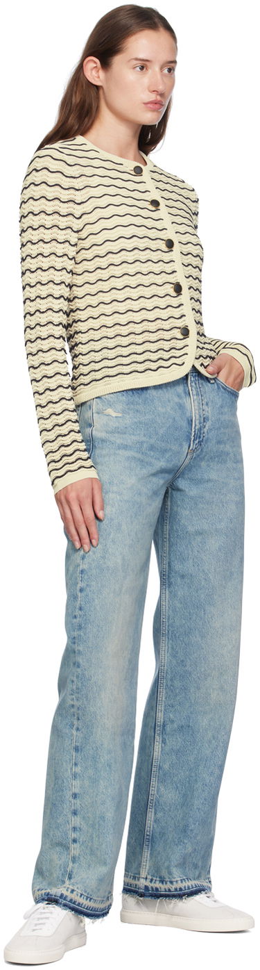 Sveter rag & bone rag & bone Elisa Wavy Knit Cardigan Béžová | WAS24F068UG68, 3