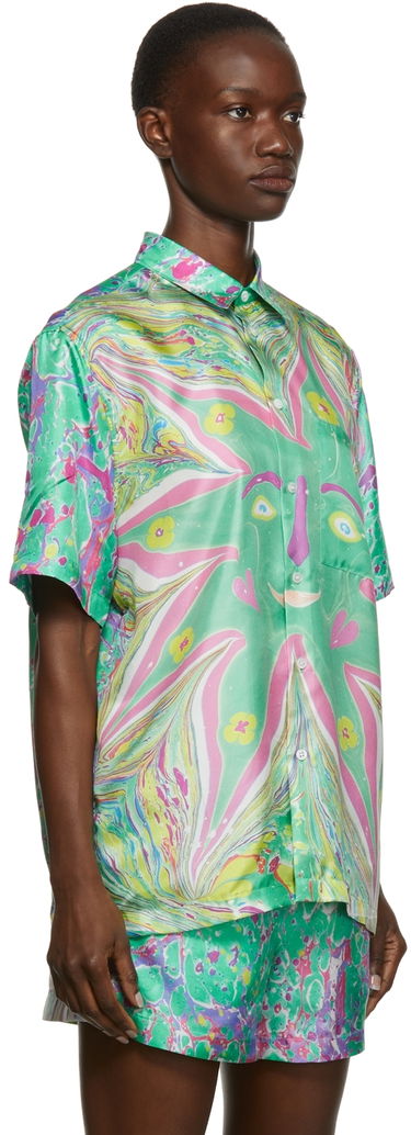 Košeľa Stella McCartney Stella McCartney Ricky Myfawnwy Edition Print Short Sleeve Shirt Zelené | 604051SSA65, 4