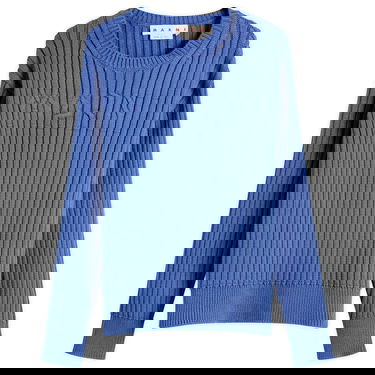 Sveter Marni Marni Men's Ribbed Crew Knit Sweater with Logo, Size 48 Modrá | GCMG0430A0-UFC950-00B53, 1