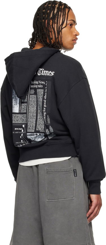 Mikina Palm Angels LA Times Edition News Zip Hoodie Čierna | PMBE029F25FLE0011003, 2