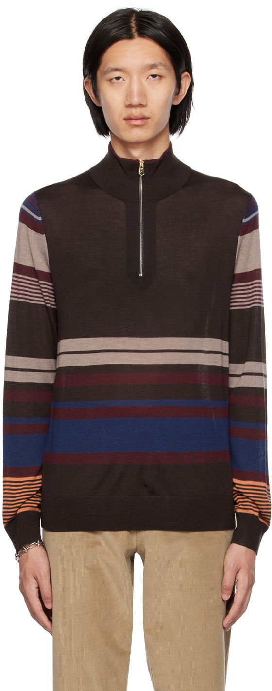 Sveter Paul Smith Paul Smith Striped Quarter-Zip Sweater Hnedá | M1R-264Y-L02081, 0