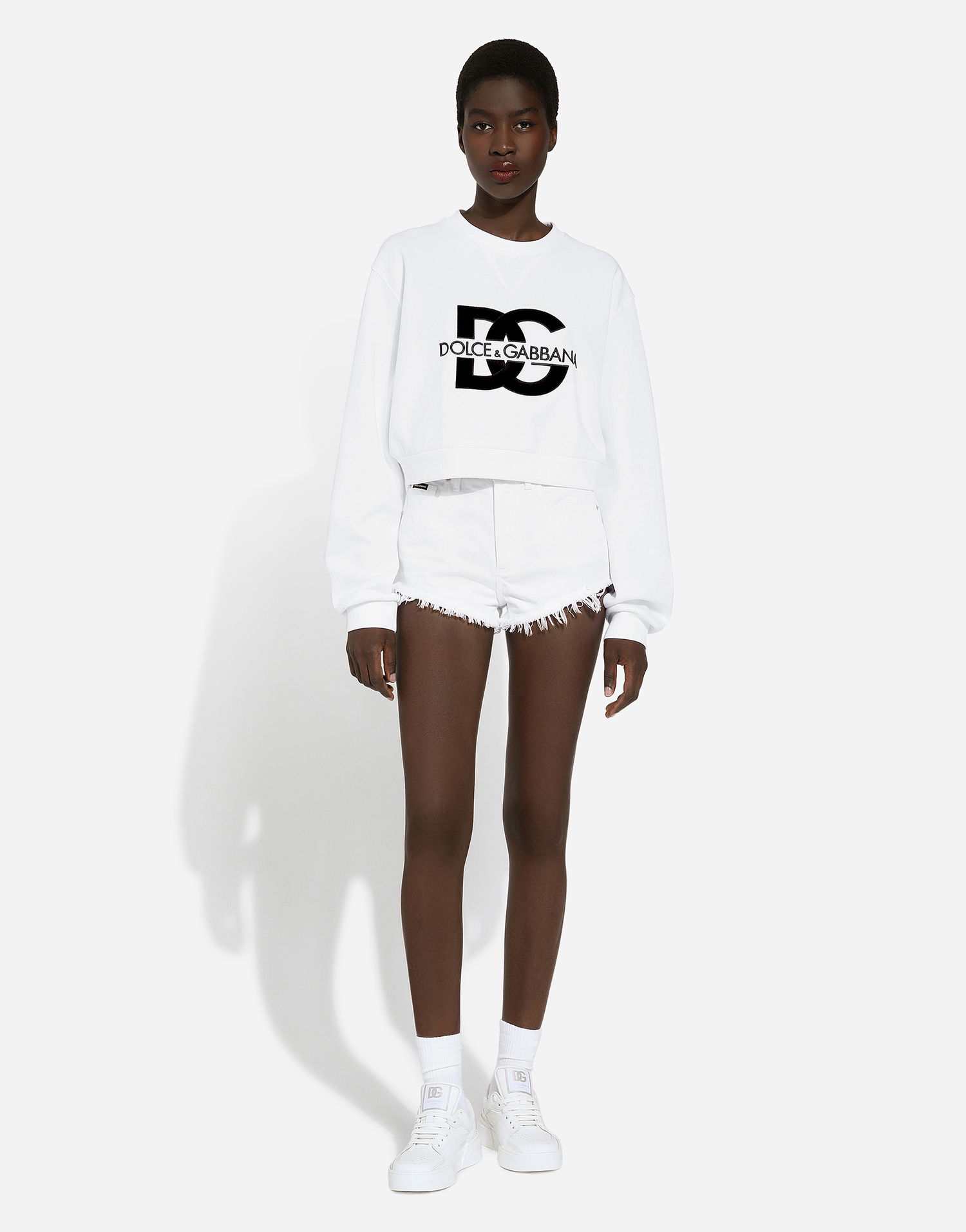 Mikina Dolce & Gabbana Jersey Sweatshirt With Dg Logo Embroidery Biela | F9R55ZGDB7BW0800, 1