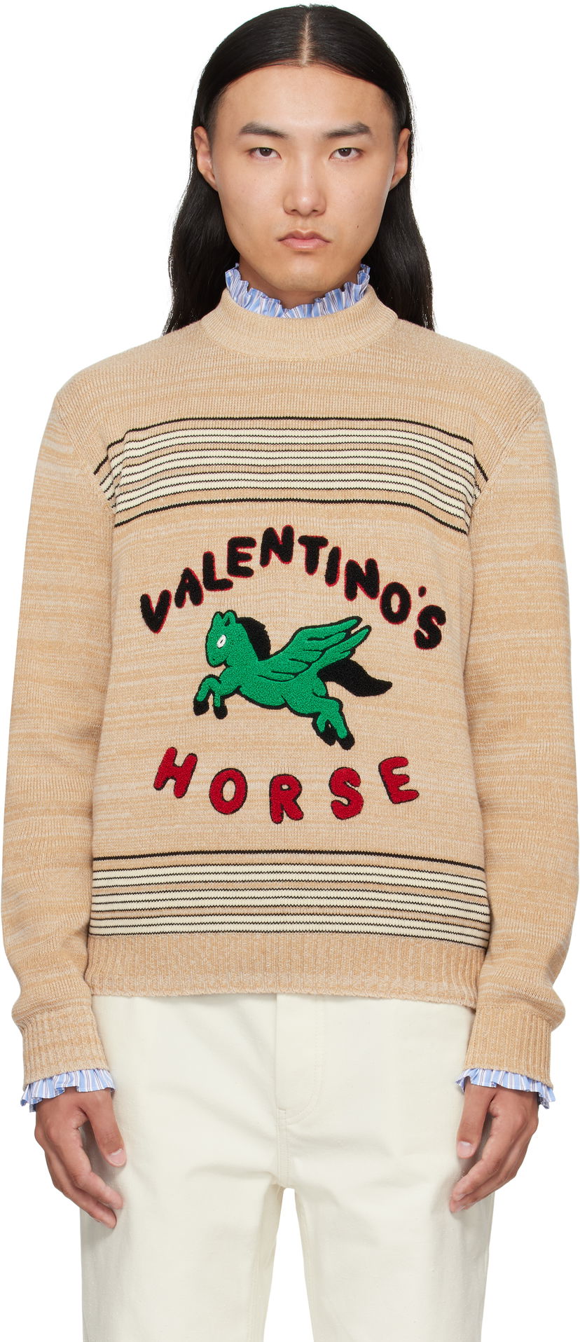 Sveter Valentino Valentino 'Valentino's Horse' Knit Sweater Béžová | 7V3KC34EB27