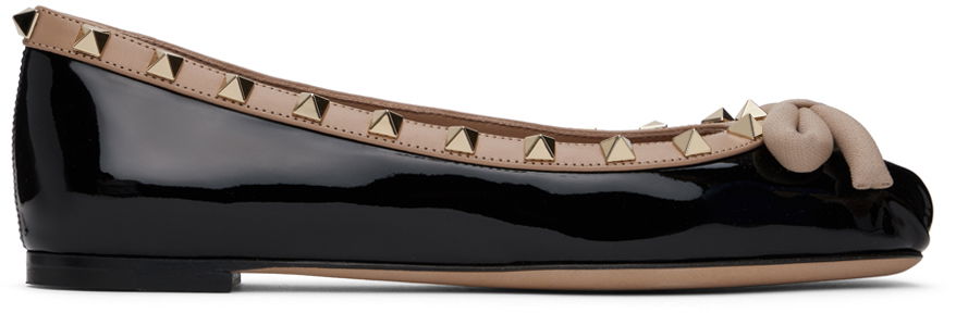 Starostlivosť o obuv Valentino Valentino Garavani Rockstud Patent Leather Ballerina Flats Čierna | 5W2S0HQ5VNW, 0
