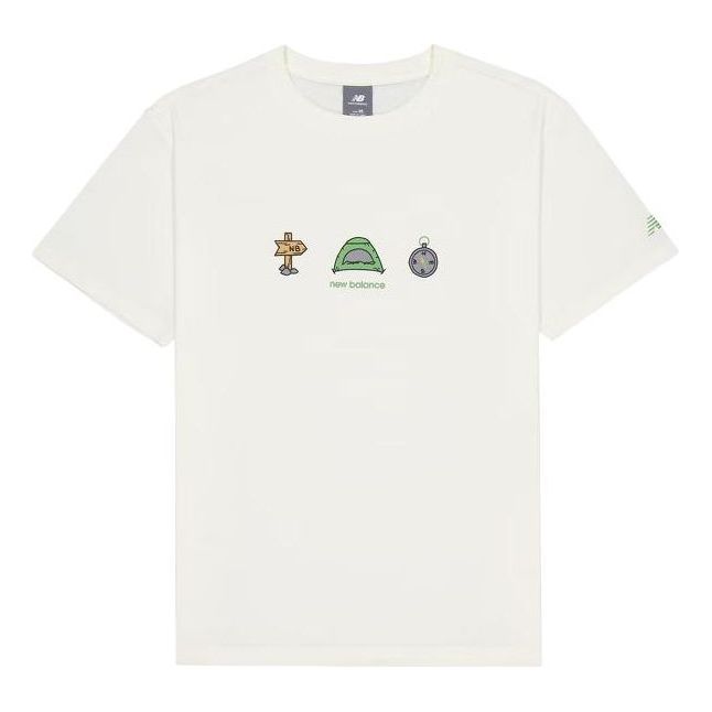 Tričko New Balance Graphic Camping Print T-Shirt Biela | AMT41360-CIC, 0