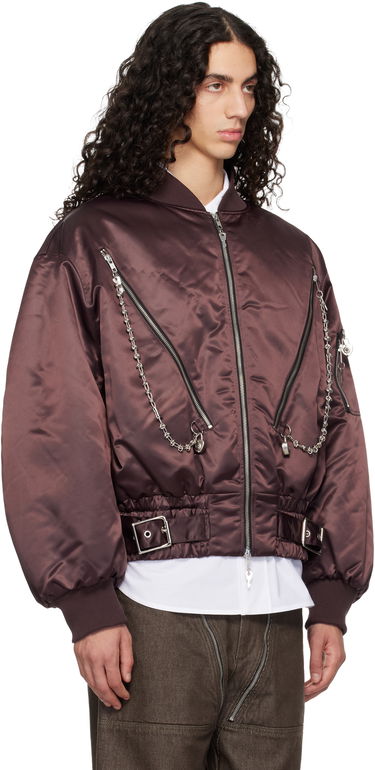 Bomber bunda Chopova Lowena Helter Satin Bomber Jacket with Chain-Link and Zip Details Fialová | 5326, 4