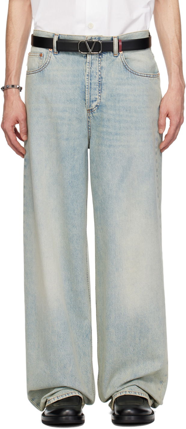 Džínsy Valentino Creased Jeans Tyrkysová | 4V3DE03K9YQ, 0