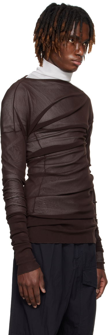 Sveter Dries Van Noten Dries Van Noten Sheer Draped T-shirt Hnedá | 251-021127-1513, 1